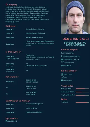 Fotoğrafçı örnek cv indir